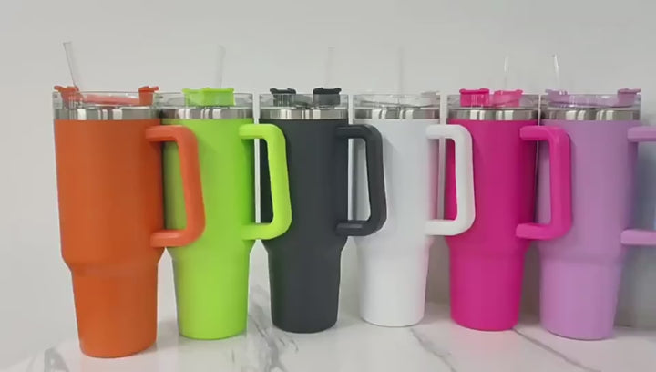 40 Oz Tumbler With Handle Straw Insulated.